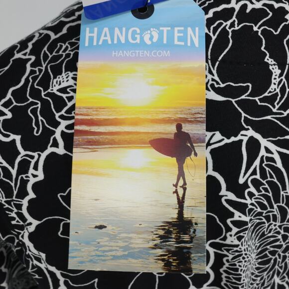 Hang Ten Dress Womens Large Black White Floral Stretch Pullover UPF 50 Plus New - Picture 13 of 16